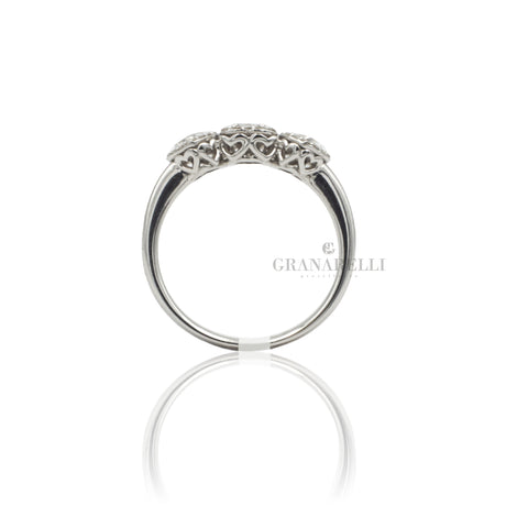 Anello Trilogy Cuori Diamanti in Oro Bianco-RECARLO-R67TC002/070-14-Gioielleria Granarelli