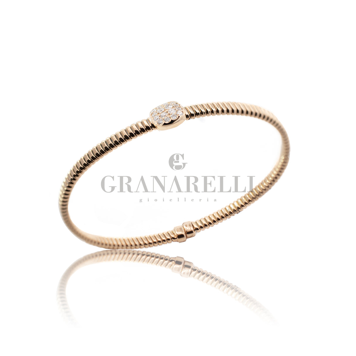 Bracciale tubogas quadrato con Diamanti In Oro rosa