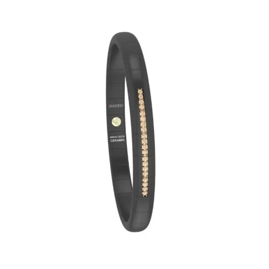 Bracciale Piccolo Ceramica Satinata 5 Elementi Diamanti Brown Oro Rosa