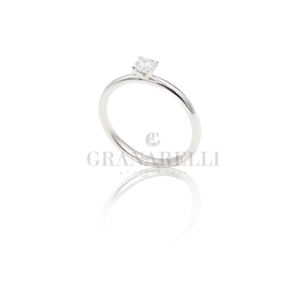 Anello Solitario in Oro Bianco