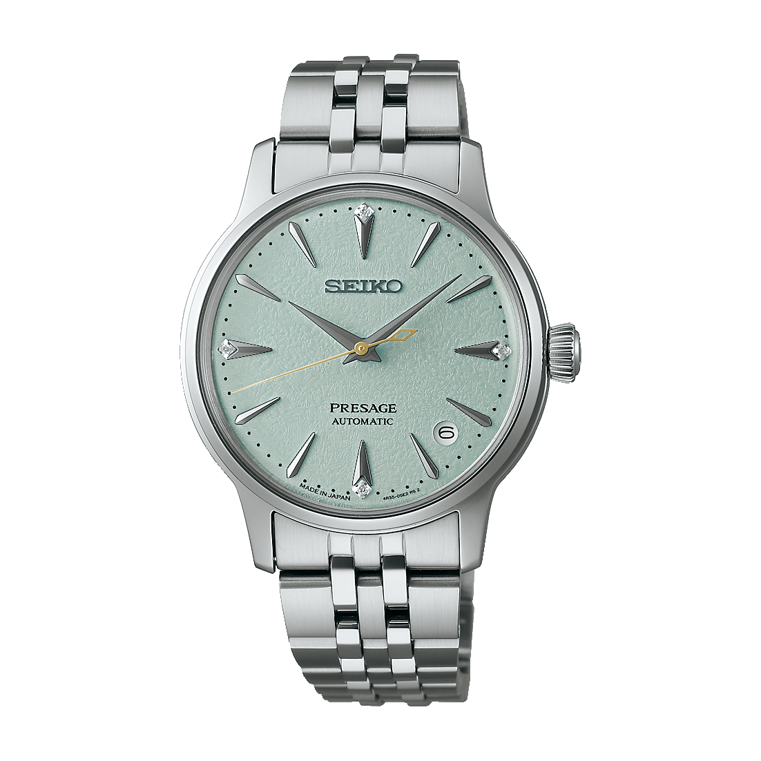 Presage Cocktail Time Automatico Acciaio Verde Chiaro Diamanti 34mm