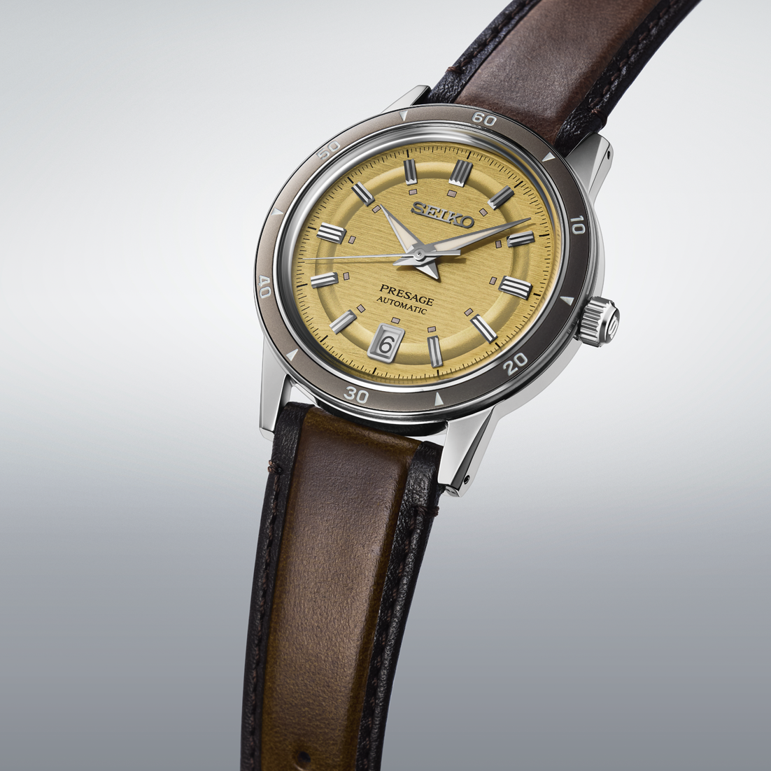 Presage Style60's Automatico Sabbia Pelle