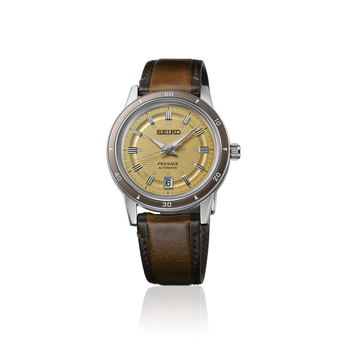 Presage Style60's Automatico Sabbia Pelle