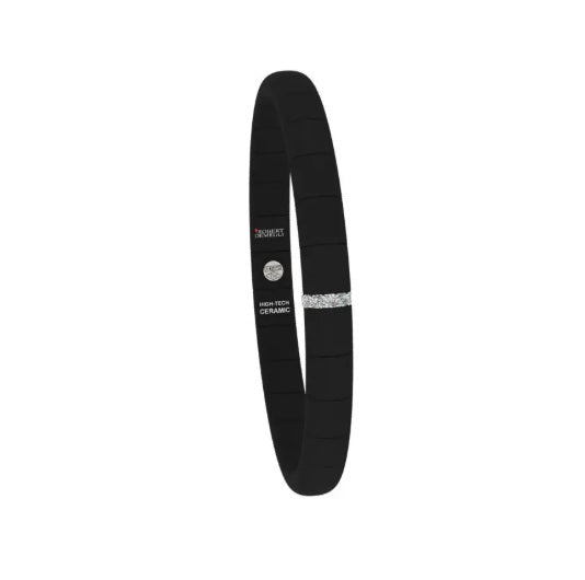 Bracciale Pura Piccolo Ceramica Nera Satinata Barretta Diamanti Bianchi Oro Bianco