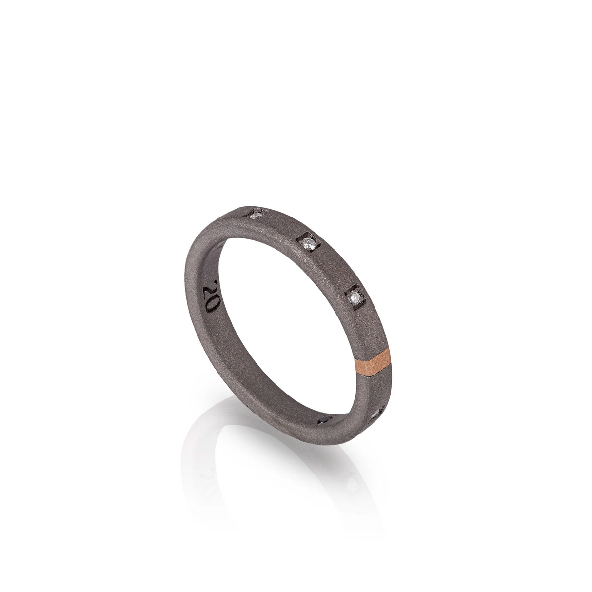 Anello Veretta Girodito Titanio Oro e 10 Diamanti Bianchi