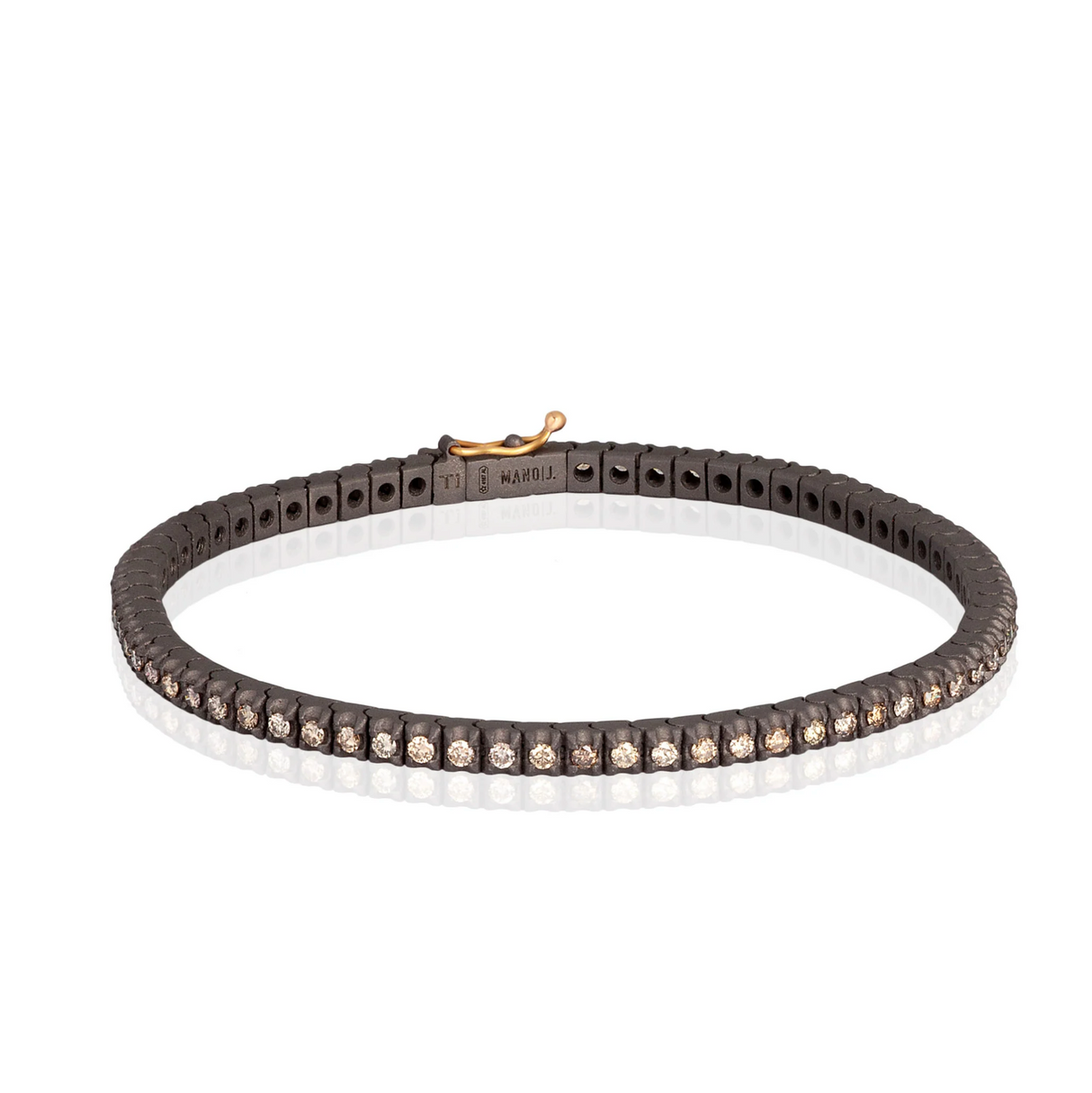 Bracciale Tennis Titanio e Diamanti Brown 5 Punti