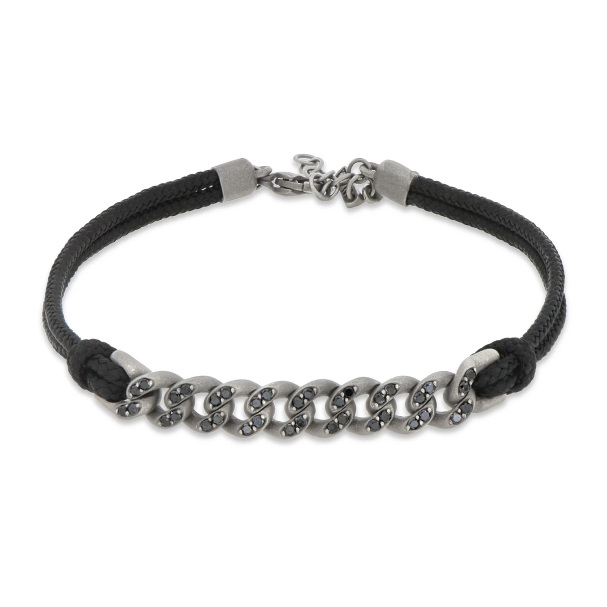 Groume Bracelet Titanium Diamonds Brown Black Cord