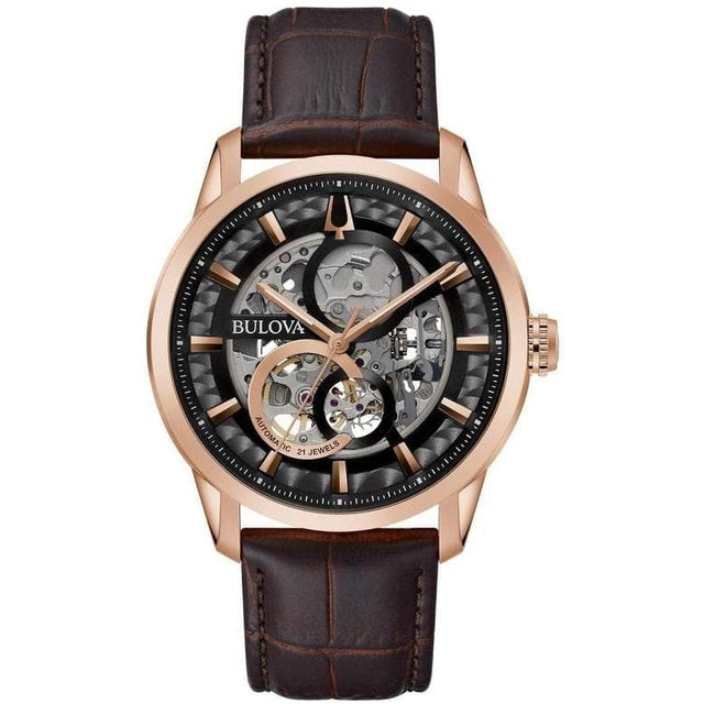 Sutton Skeleton Rosato Pelle-Orologi-BULOVA- [SKU] -Gioielleria Granarelli