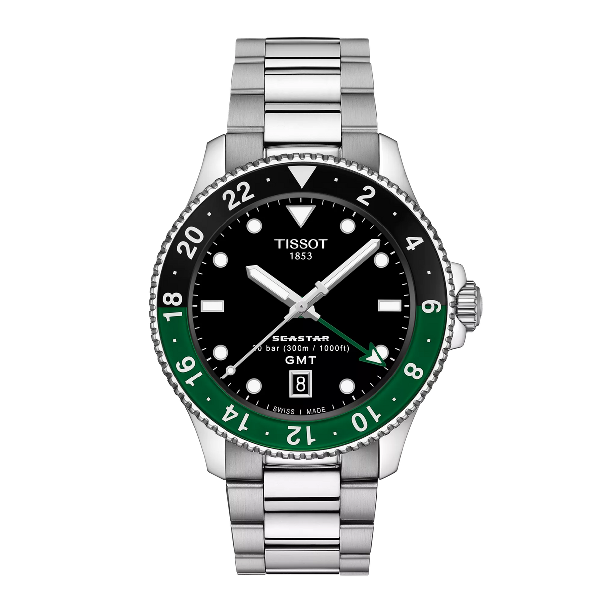 Seastar 1000 Quarzo GMT Verde/Nero Acciaio 40mm-Orologi-TISSOT-Gioielleria Granarelli