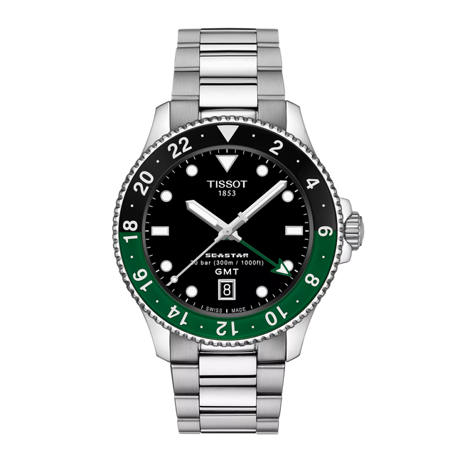 Seastar 1000 Quarzo GMT Verde/Nero Acciaio 40mm-Orologi-TISSOT-Gioielleria Granarelli