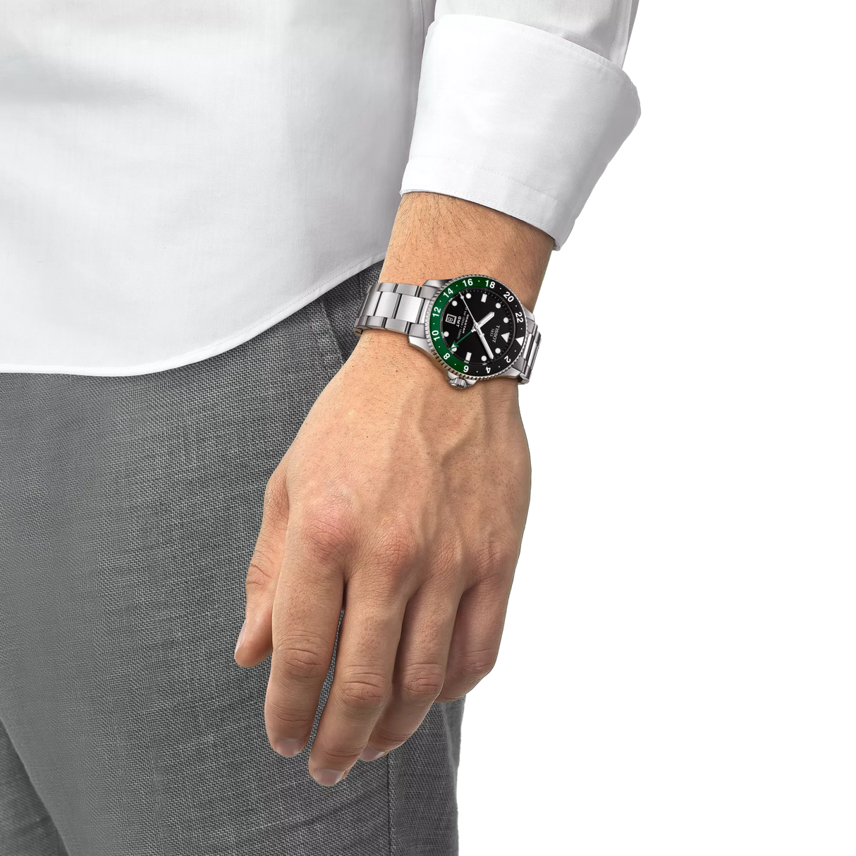 Seastar 1000 Quarzo GMT Verde/Nero Acciaio 40mm-Orologi-TISSOT-Gioielleria Granarelli