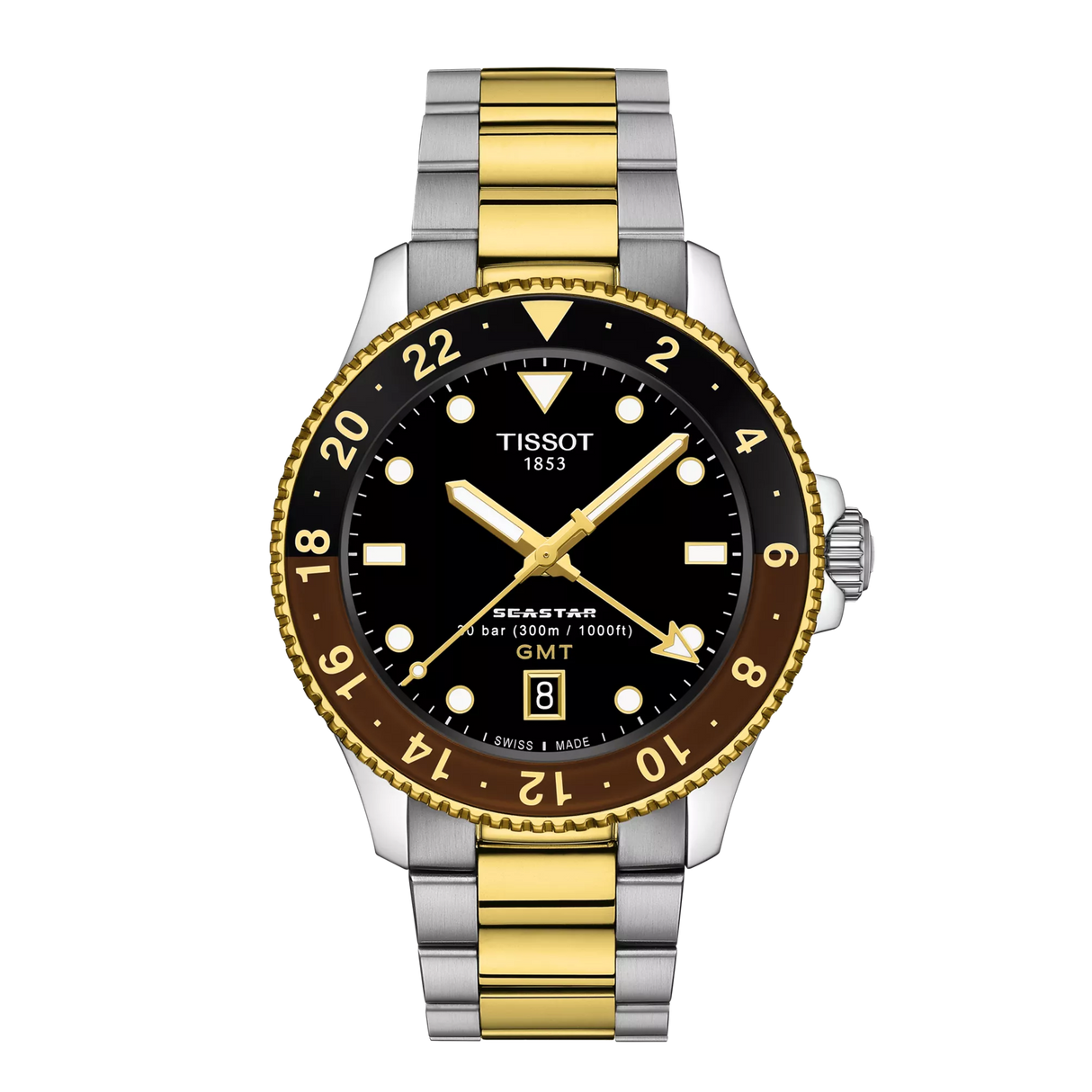 Seastar 1000 Quarzo GMT Nero Acciaio Bicolore 40mm-Orologi-TISSOT-Gioielleria Granarelli