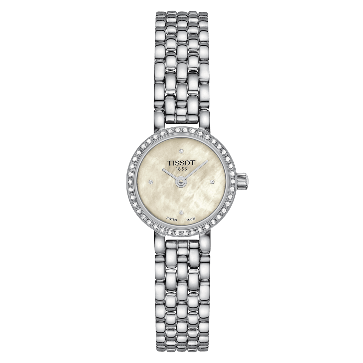 Lovely Round Madreperla con Diamanti Acciaio-Orologi-TISSOT-Gioielleria Granarelli