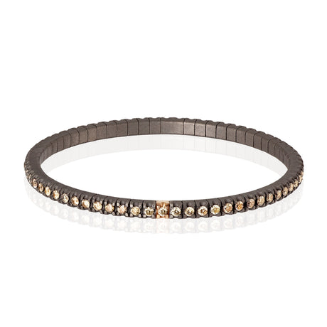 Bracciale Tennis Elastico in Titanio Oro Rosa e Diamanti Brown-Bracciali-MANO-Gioielleria Granarelli