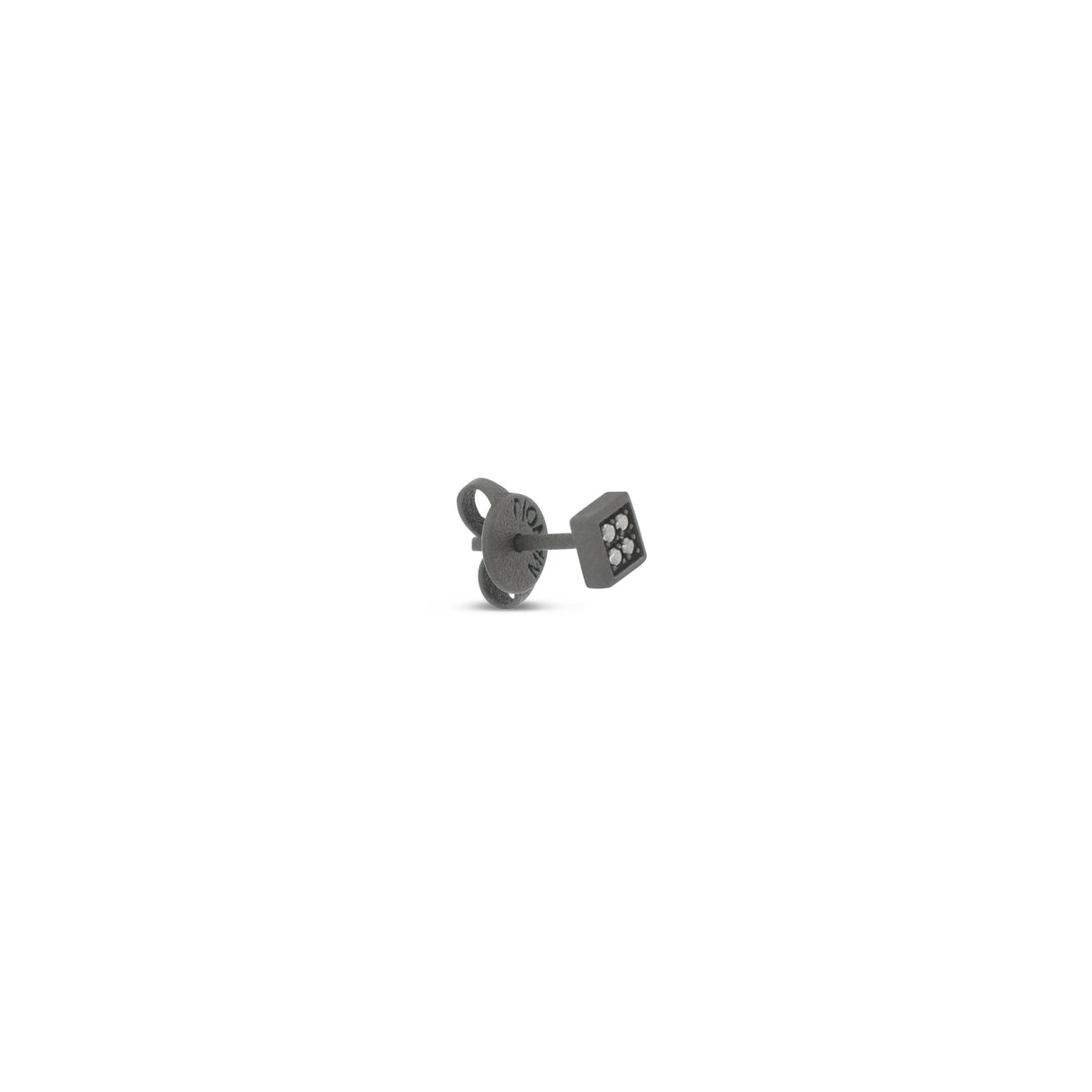 MONO ORECCHINO UOMO QUADRETTO PICCOLO TITANIO NERO E 4 DIAMANTI BLACK