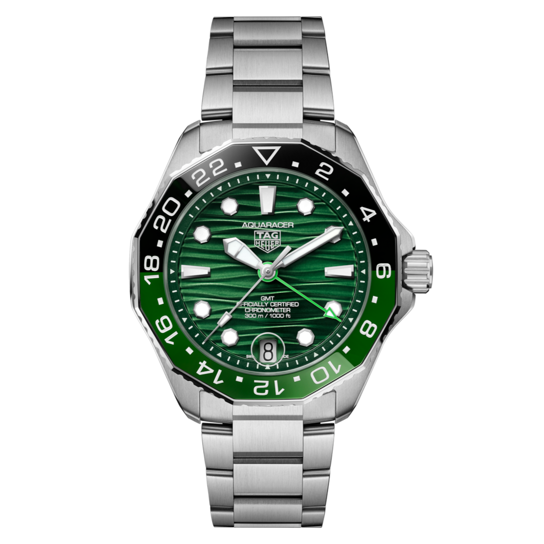 Aquaracer Professional 300 GMT Automatico Verde Acciaio-Orologi-TAG HEUER-Gioielleria Granarelli