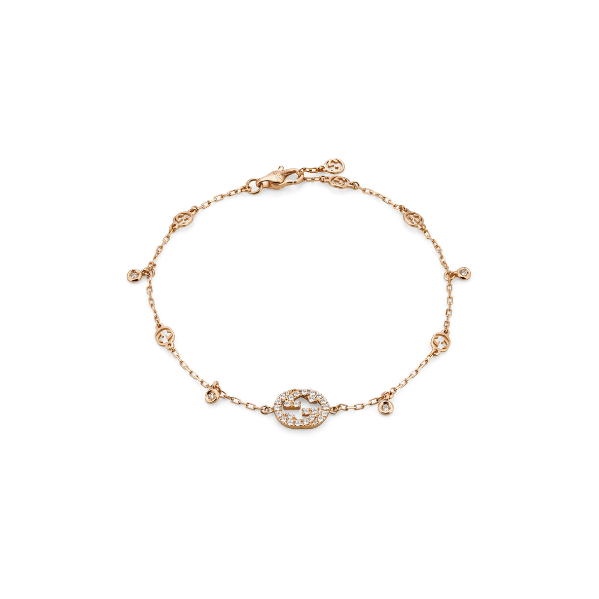 Bracciale Interlocking G Oro Rosa con Diamanti-Bracciali-GUCCI-Gioielleria Granarelli