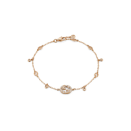 Bracciale Interlocking G Oro Rosa con Diamanti-Bracciali-GUCCI-Gioielleria Granarelli