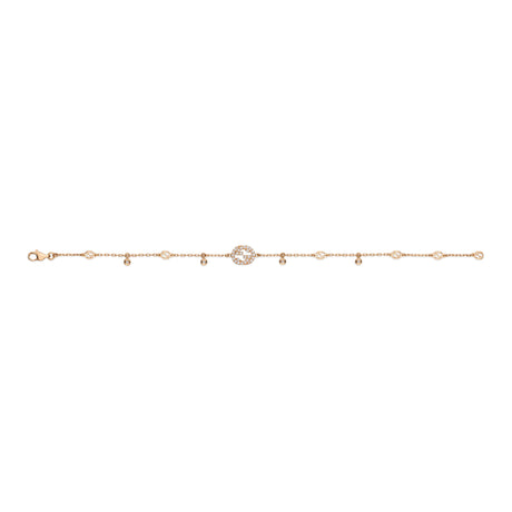 Bracciale Interlocking G Oro Rosa con Diamanti-Bracciali-GUCCI-Gioielleria Granarelli