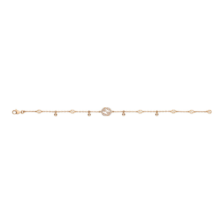 Bracciale Interlocking G Oro Rosa con Diamanti-Bracciali-GUCCI-Gioielleria Granarelli