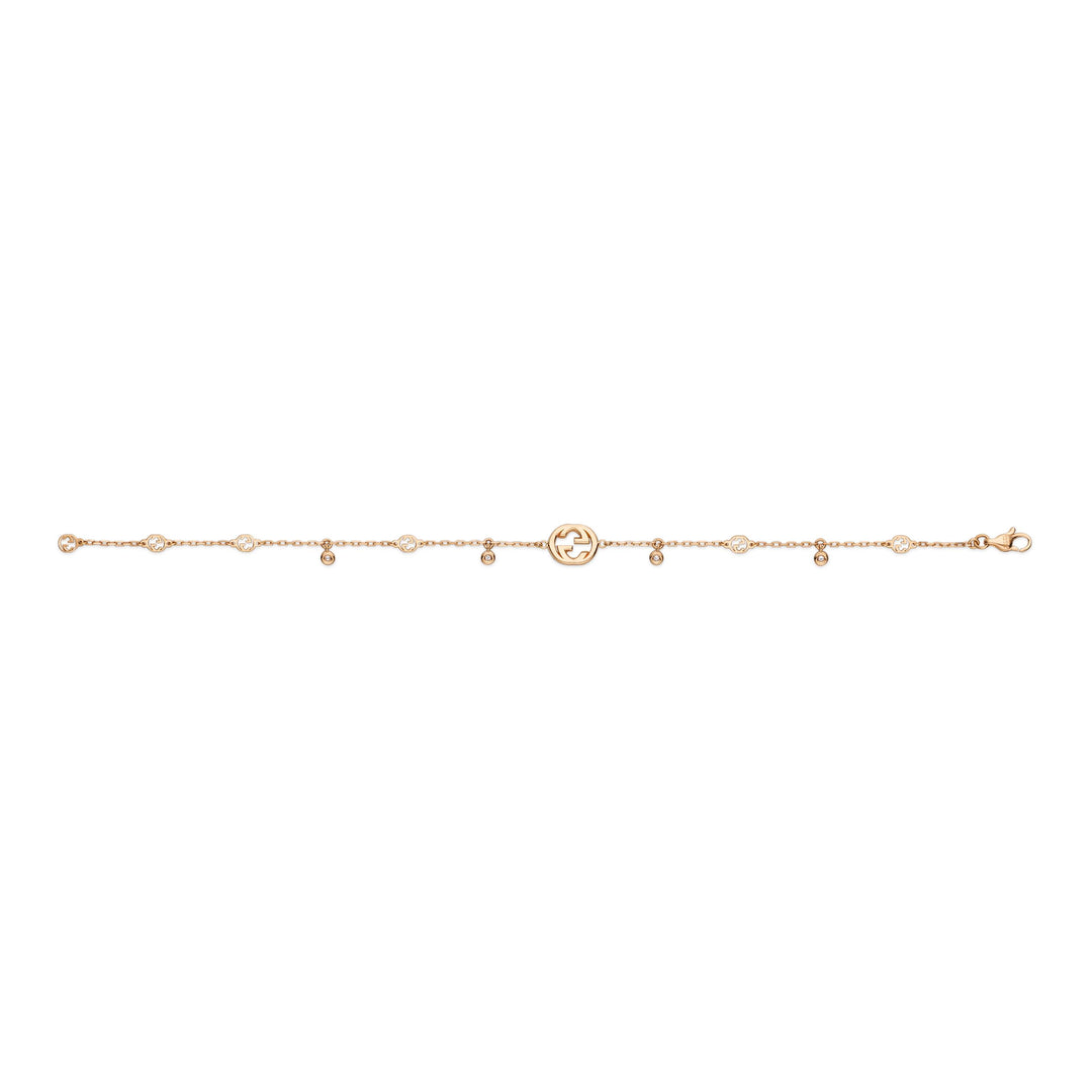 Bracciale Interlocking G Oro Rosa con Diamanti-Bracciali-GUCCI-Gioielleria Granarelli