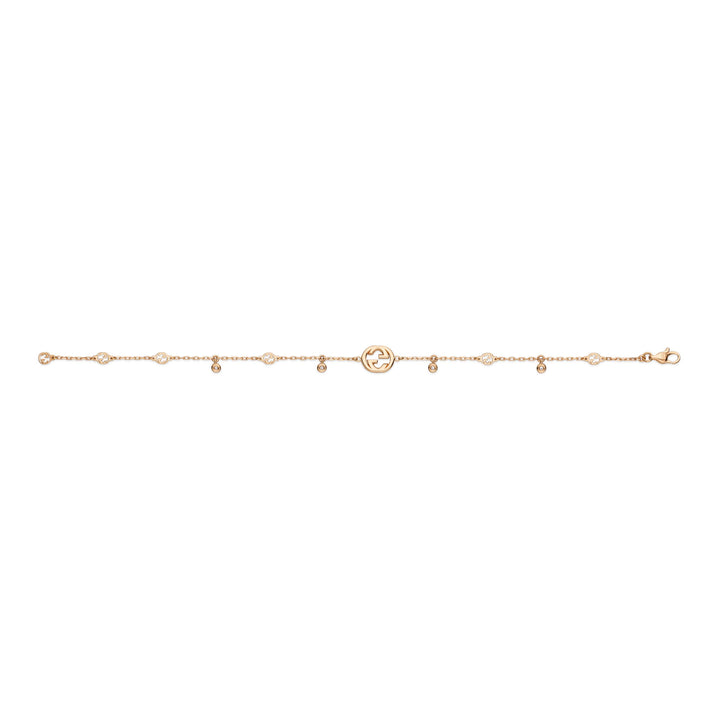 Bracciale Interlocking G Oro Rosa con Diamanti-Bracciali-GUCCI-Gioielleria Granarelli