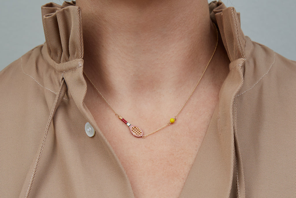 TENNIS RACCHETTA ROSA COLLANA