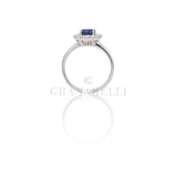 Anello in Oro Bianco con Zaffiro 0.94kt e Diamanti