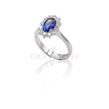Anello in Oro Bianco con Zaffiro 0.94kt e Diamanti