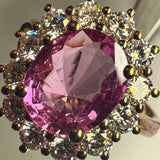 Anello in Oro Rosa con Zaffiro rosa 1.99kt e Diamanti
