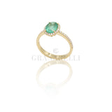 Anello in Oro Giallo con Smeraldo 1.18kt e Diamanti