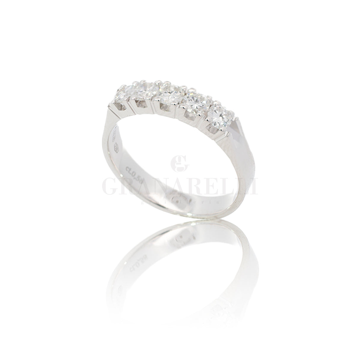 Anello Fedina 5 diamanti 0.58kt In Oro bianco