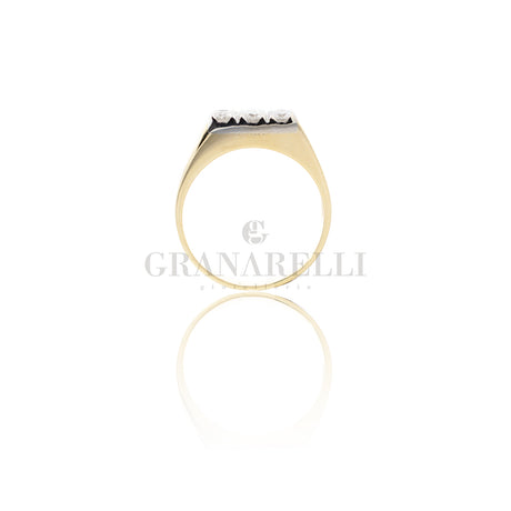 Anello Chevalier in oro giallo con diamanti-Anelli-GRANARELLI-Gioielleria Granarelli