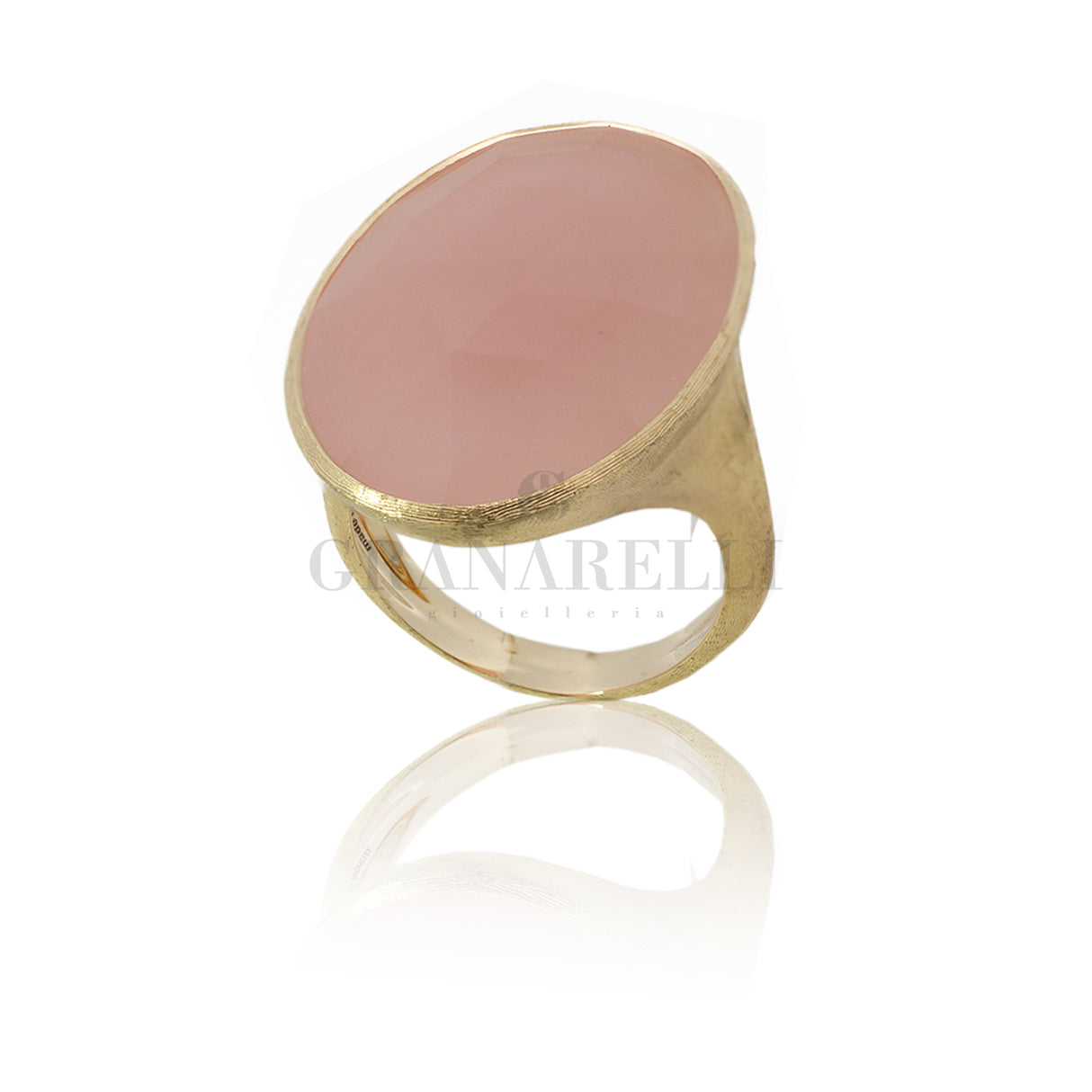 Anello Unico Oro Giallo e Quarzo Rosa