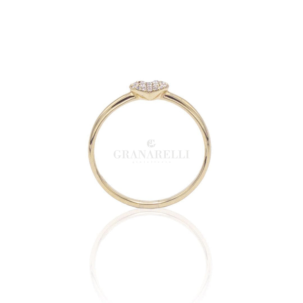 Anello Cuore Pavé di Diamanti in Oro Giallo