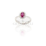 Anello con Rubino 1,09ct taglio Ovale e Diamanti