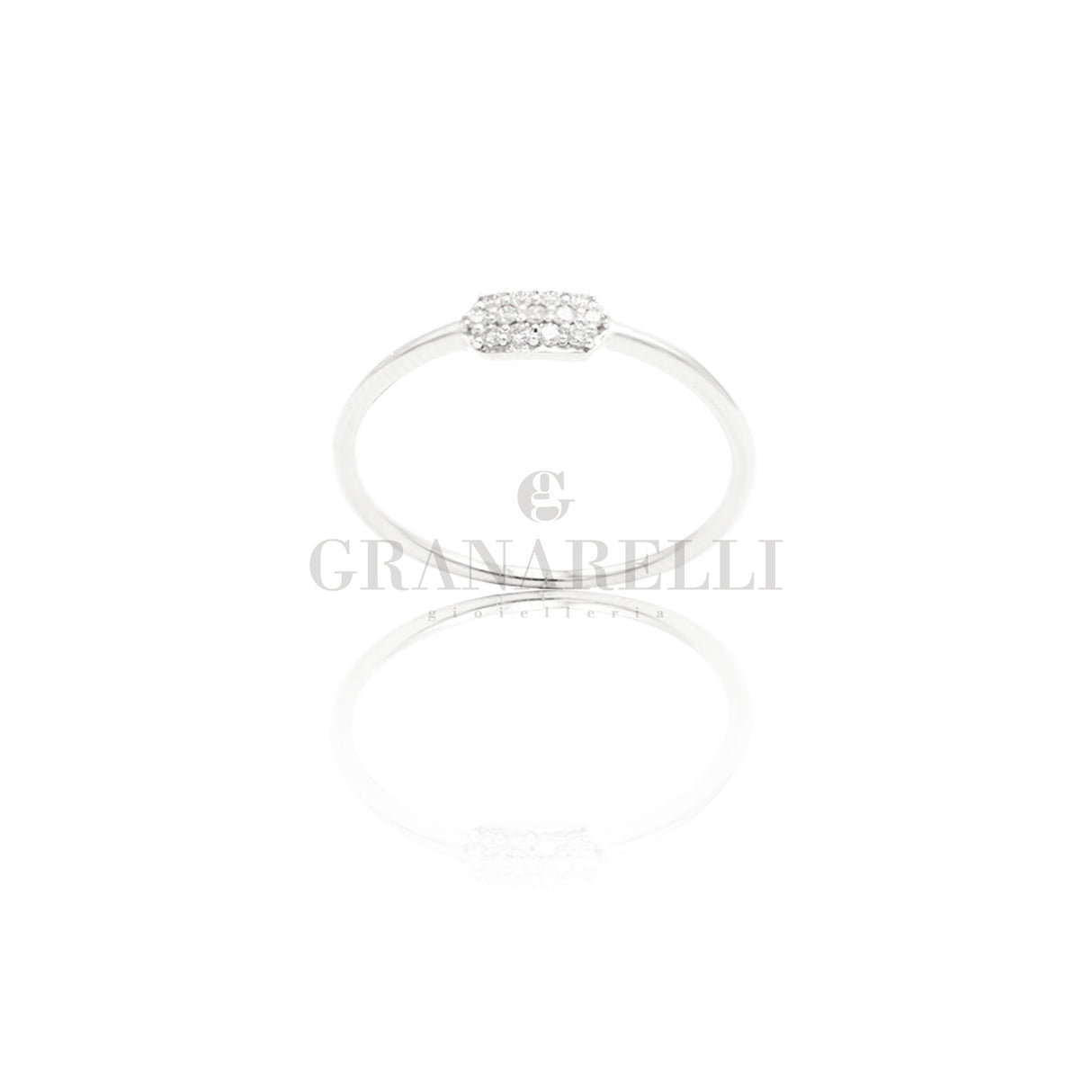Anello Pavè di Diamanti bianchi, Oro Bianco