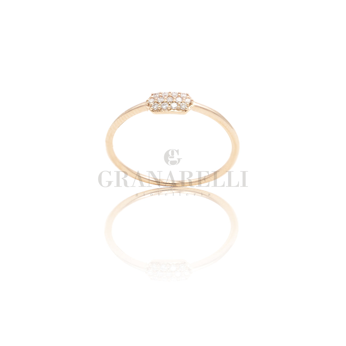 Anello Pavè di Diamanti bianchi, Oro Rosa