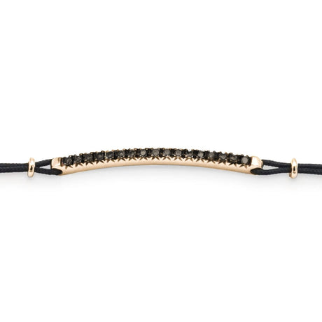Bracciale Barretta Diamanti Neri Misura Grande in Oro Rosa cordino nautico-Bracciali-GRANARELLI-Gioielleria Granarelli