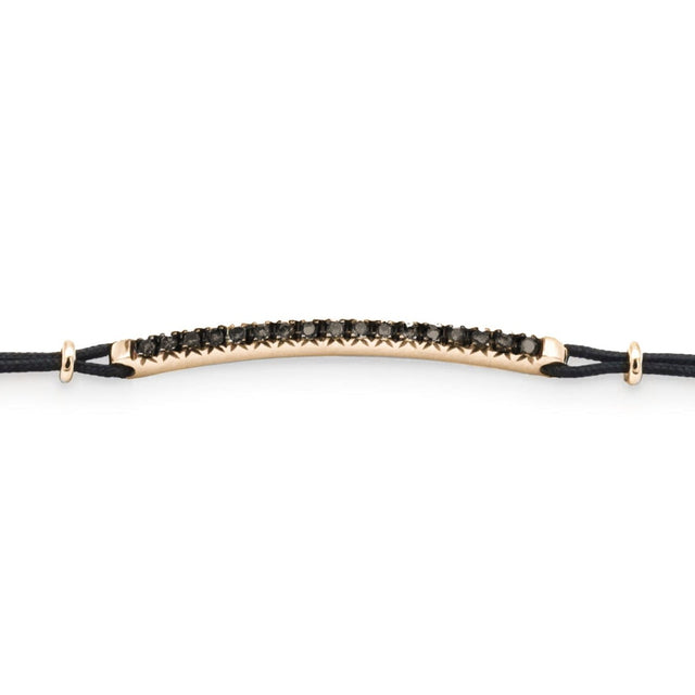 Bracciale Barretta Diamanti Neri Misura Grande in Oro Rosa cordino nautico-Bracciali-GRANARELLI-Gioielleria Granarelli