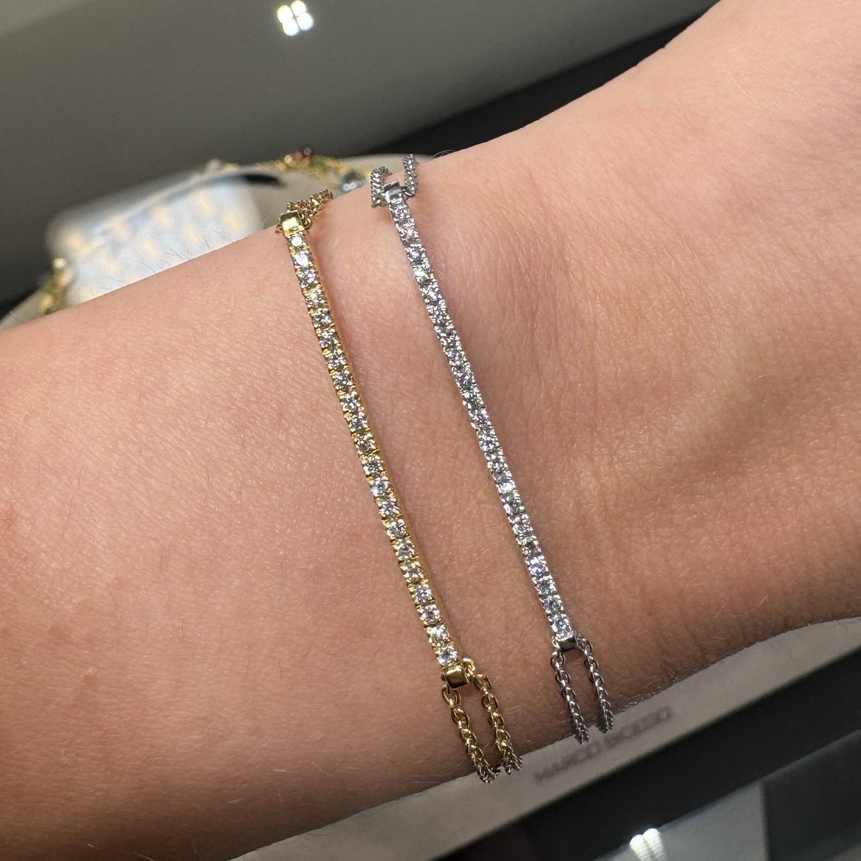 Bracciale barretta Media diamanti Bianchi oro Giallo