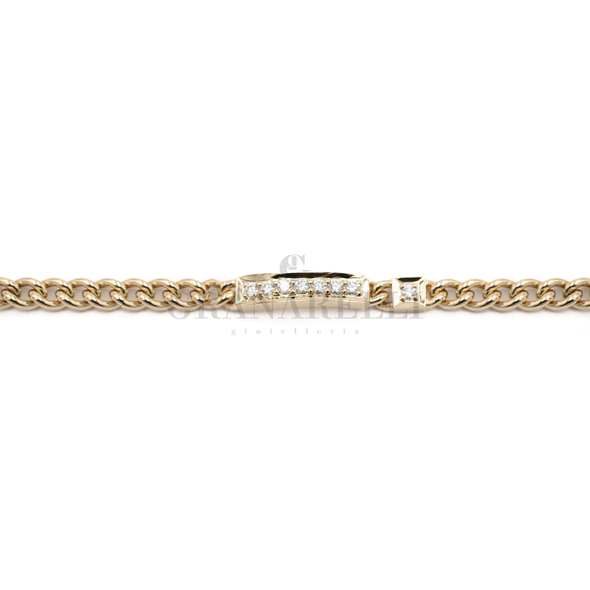 Bracciale con targhetta in Oro Rosa e diamanti