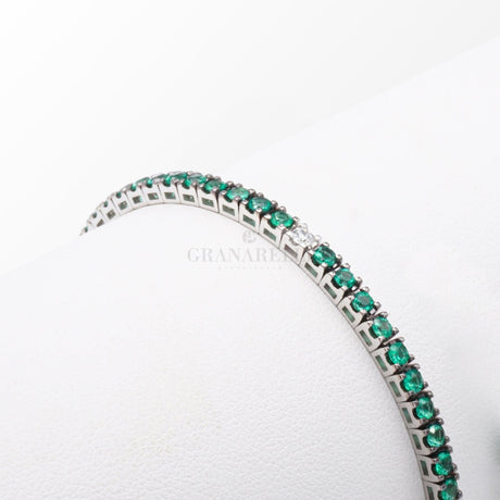 Bracciale Tennis Smeraldi e spot Cinque Diamanti-Bracciali-CRIVELLI- [SKU] -Gioielleria Granarelli