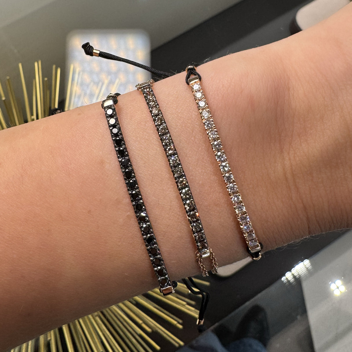 Bracciale Barretta Diamanti Brown Misura grande in Oro Rosa e catena