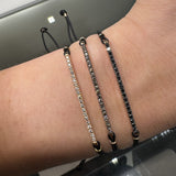 Bracciale Barretta Diamanti Bianchi Misura Media in Oro Bianco cordino nautico