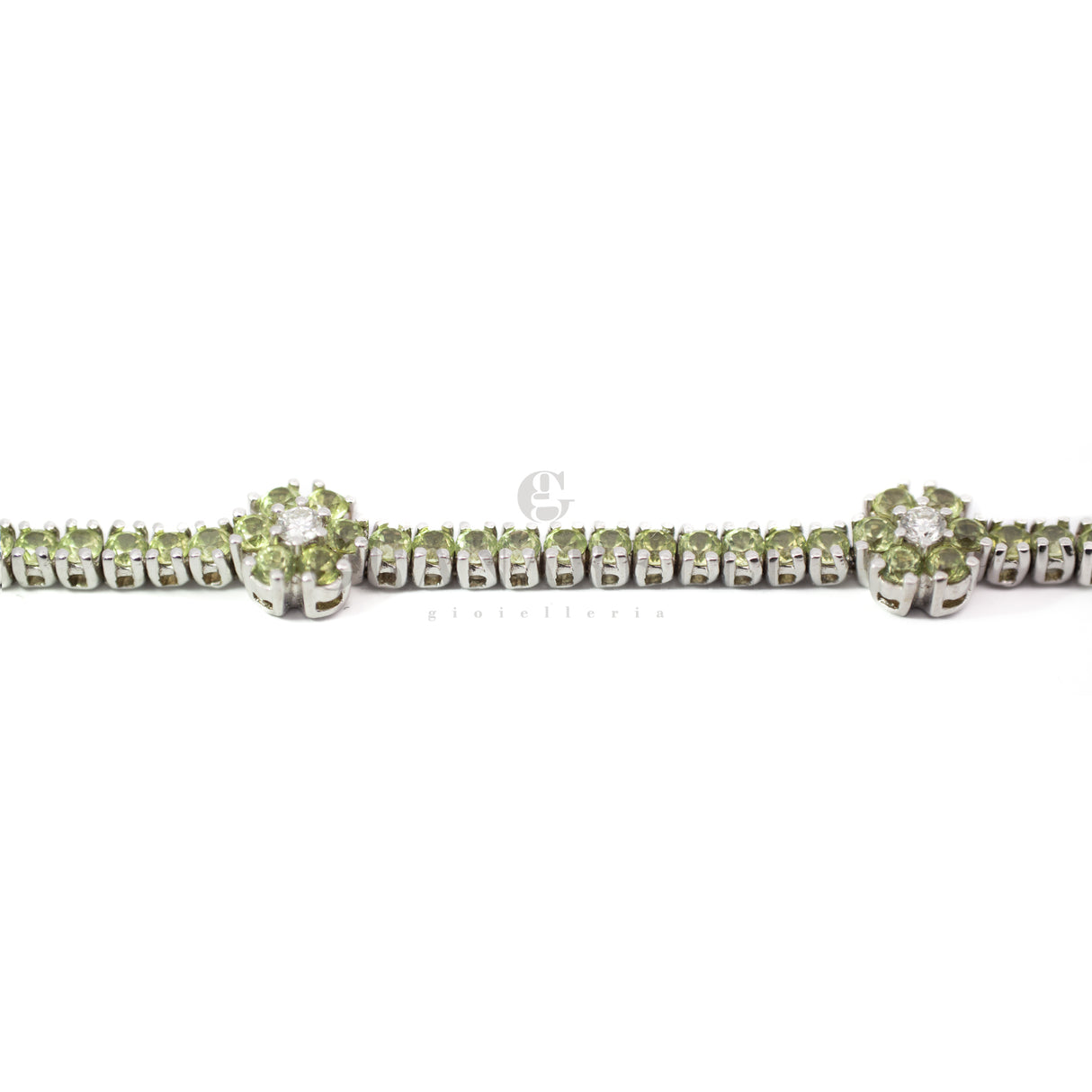 Bracciale Tennis Oro bianco e Peridoto-Bracciali-GRANARELLI-Gioielleria Granarelli