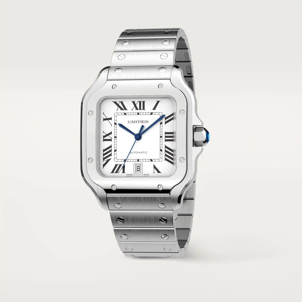 Orologio Santos de Cartier. Modello grande, movimento automatico, acciaio SECOND HAND