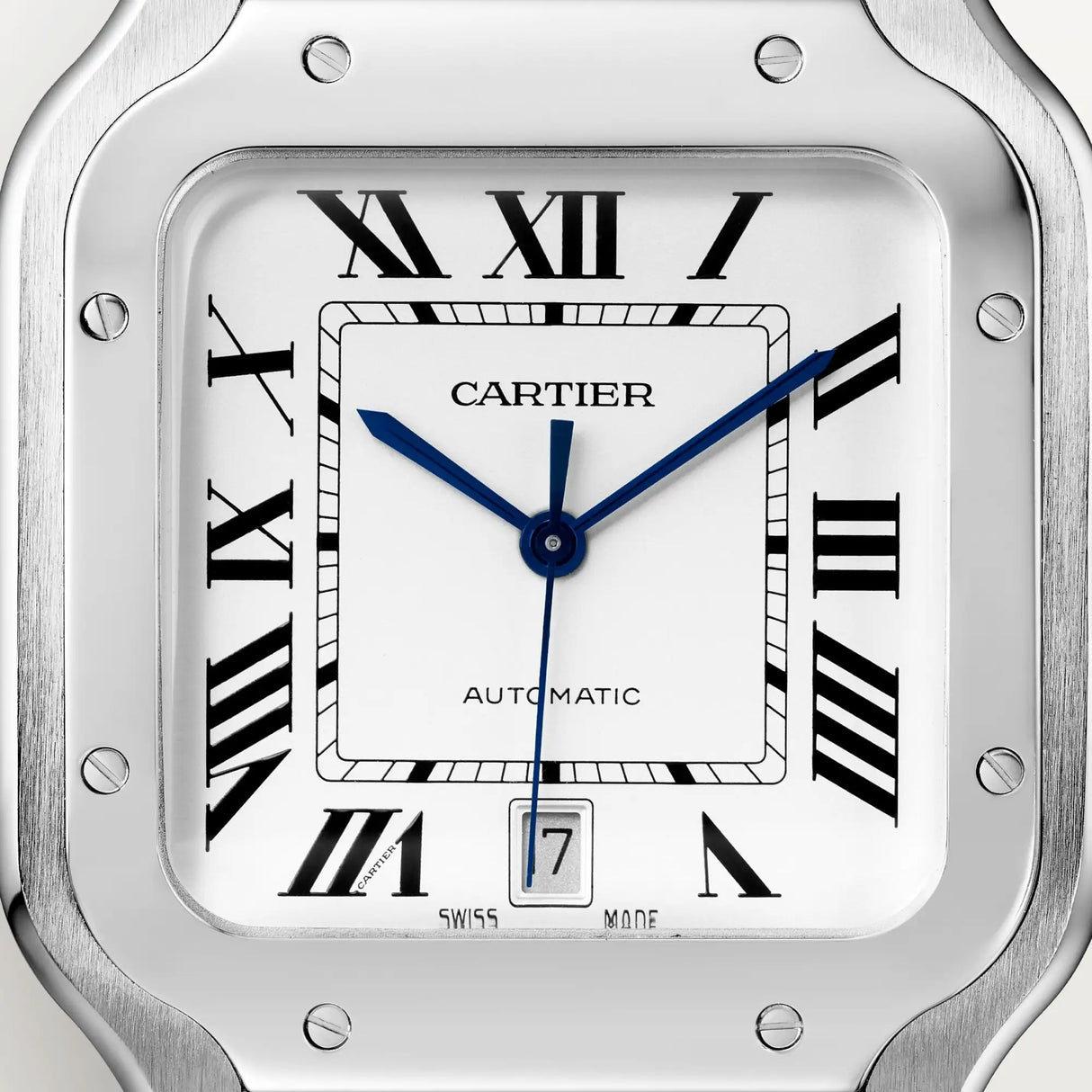 Orologio Santos de Cartier. Modello grande, movimento automatico, acciaio SECOND HAND