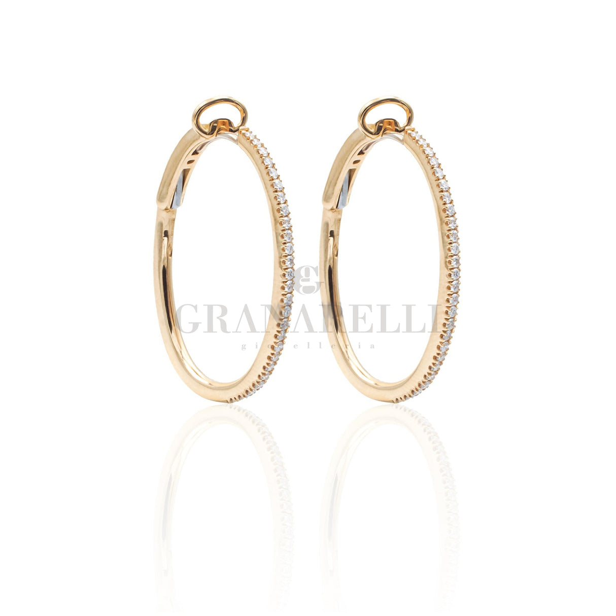 Orecchini Cerchio Diamanti in Oro Rosa