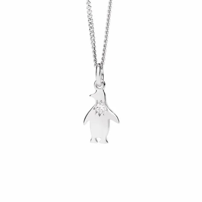 Collana Petit Pinguino in Oro Bianco con Diamante